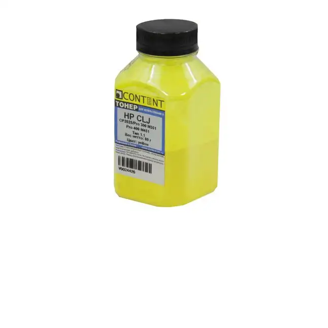 Тонер Content для HP CLJ CP2025/Pro 300 M351/Pro 400 M451, Тип 1.1, Y, 80 г, банка Тонер Content для HP CLJ CP2025/Pro 300 M351/Pro 400 M451, Тип 1.1, Y, 80 г, банка