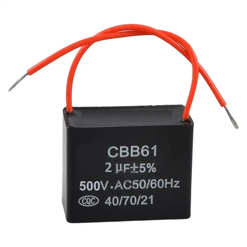 500VAC2UF, Конденсатор пусковой, CBB61 500V 2мкф, 5%, гибкие выводы 500VAC2UF, Конденсатор пусковой, CBB61 500V 2мкф, 5%, гибкие выводы