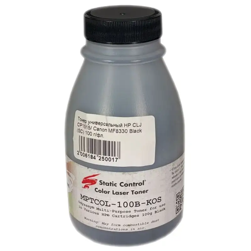 Тонер Static Control универсальный для HP CLJCP1515/Canon MF8330, Bk, 100 г, флакон Тонер Static Control универсальный для HP CLJCP1515/Canon MF8330, Bk, 100 г, флакон