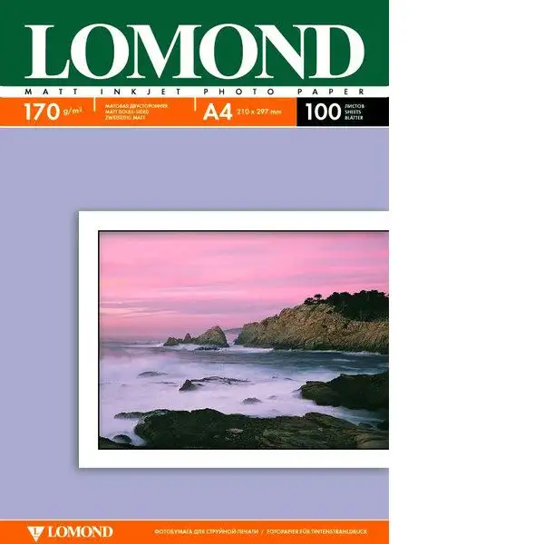 Артикул: vt-1959, Фотобумага Lomond матовая двусторонняя (0102006), A4, 170 г/м2, 100 л., 11 пачек в коробке, Партномер: 0102006, Тип: Бумага для струйной печати, Производитель: Lomond, для Lomond, 