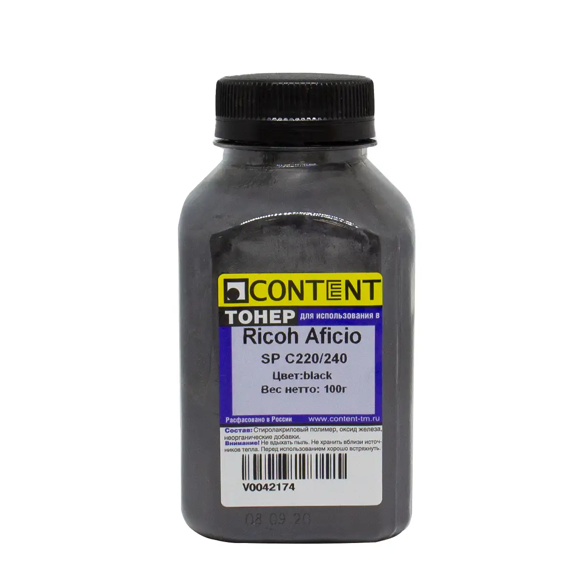 Тонер Content для Ricoh Aficio SP C220/240, Bk, 100 г, банка Тонер Content для Ricoh Aficio SP C220/240, Bk, 100 г, банка