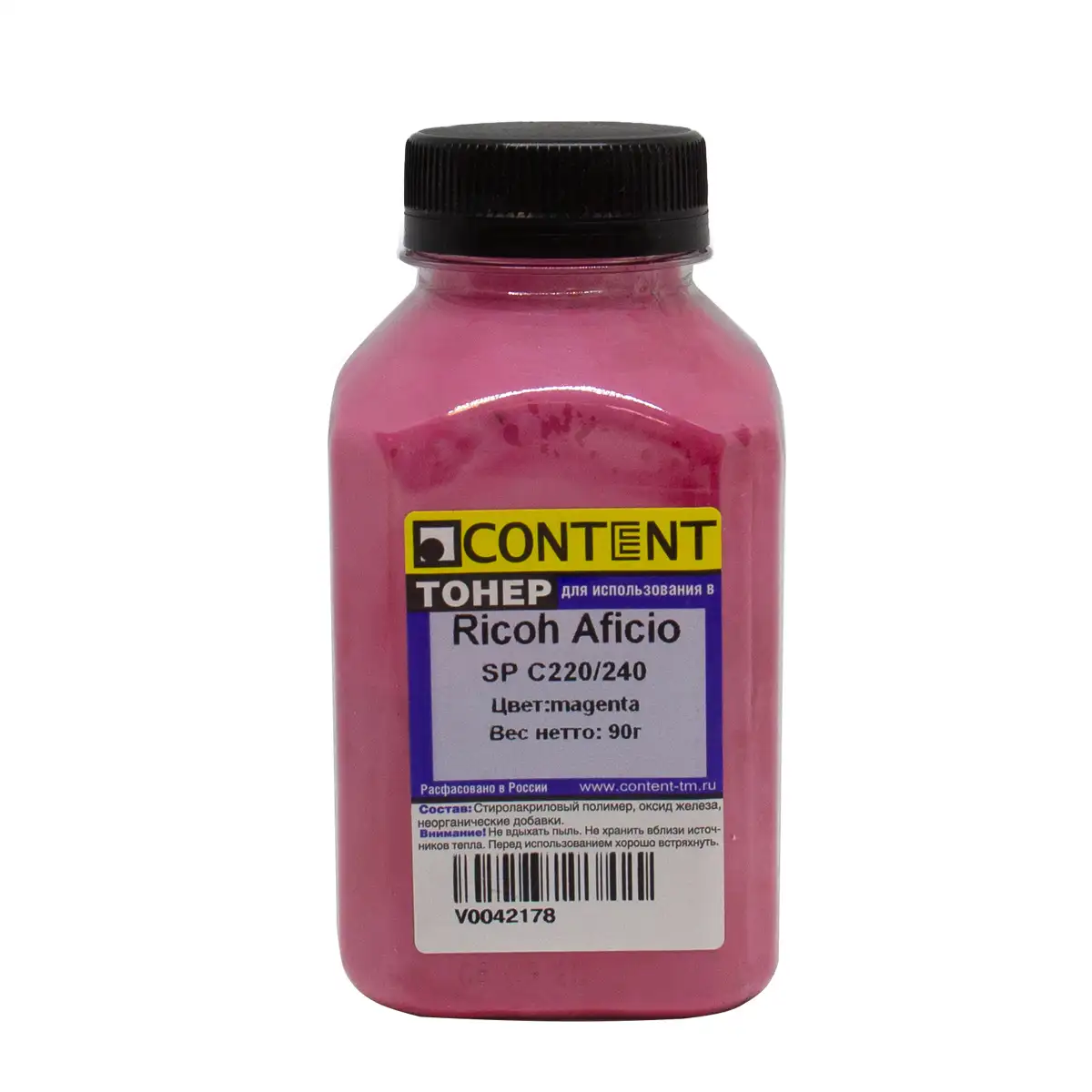 Тонер Content для Ricoh Aficio SP C220/240, M, 90 г, банка Тонер Content для Ricoh Aficio SP C220/240, M, 90 г, банка
