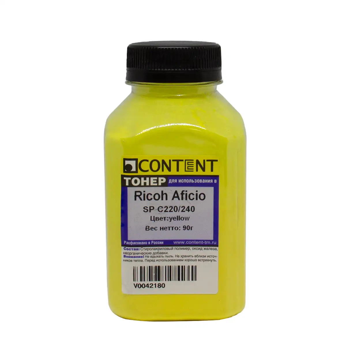 Тонер Content для Ricoh Aficio SP C220/240, Y, 90 г, банка Тонер Content для Ricoh Aficio SP C220/240, Y, 90 г, банка