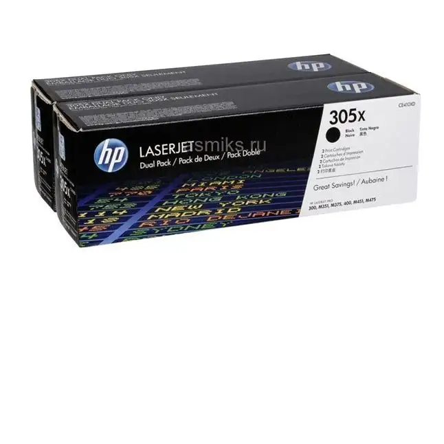 Картридж 305X для HP CLJ Color M351/ M375/ M451/ M475 CLJ Pro 300 M351,4K*2 черный CE410XD Картридж 305X для HP CLJ Color M351/ M375/ M451/ M475 CLJ Pro 300 M351,4K*2 черный CE410XD