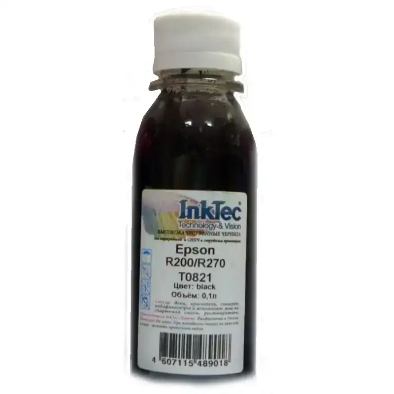 Чернила InkTec (E0010) для Epson R200/R270 (T0821), Bk, 0,1 л. Чернила InkTec (E0010) для Epson R200/R270 (T0821), Bk, 0,1 л.