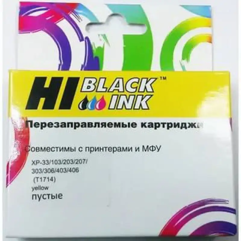 Перезаправляемый картридж Hi-Black (HB-T1714) для Epson XP-103/XP-207, Y, пустой, с чипом Перезаправляемый картридж Hi-Black (HB-T1714) для Epson XP-103/XP-207, Y, пустой, с чипом