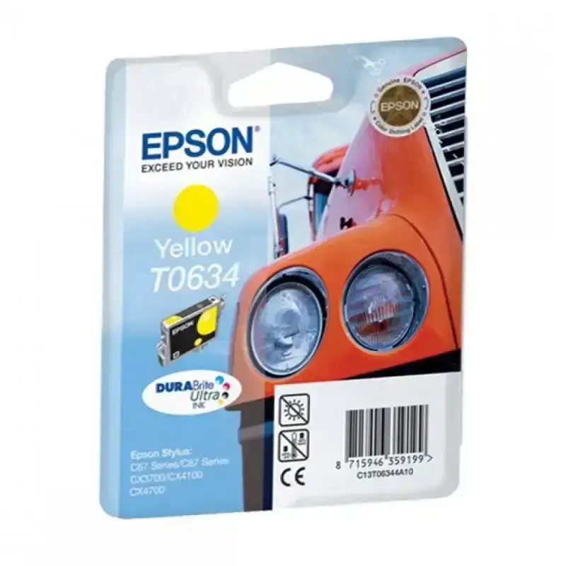 Артикул: vt-5685, Картридж Epson Stylus C67, 87, CX3700, 4100, 4700 C13T06344A, Y, Epson, Картриджи струйные оригинальные, Epson , ,